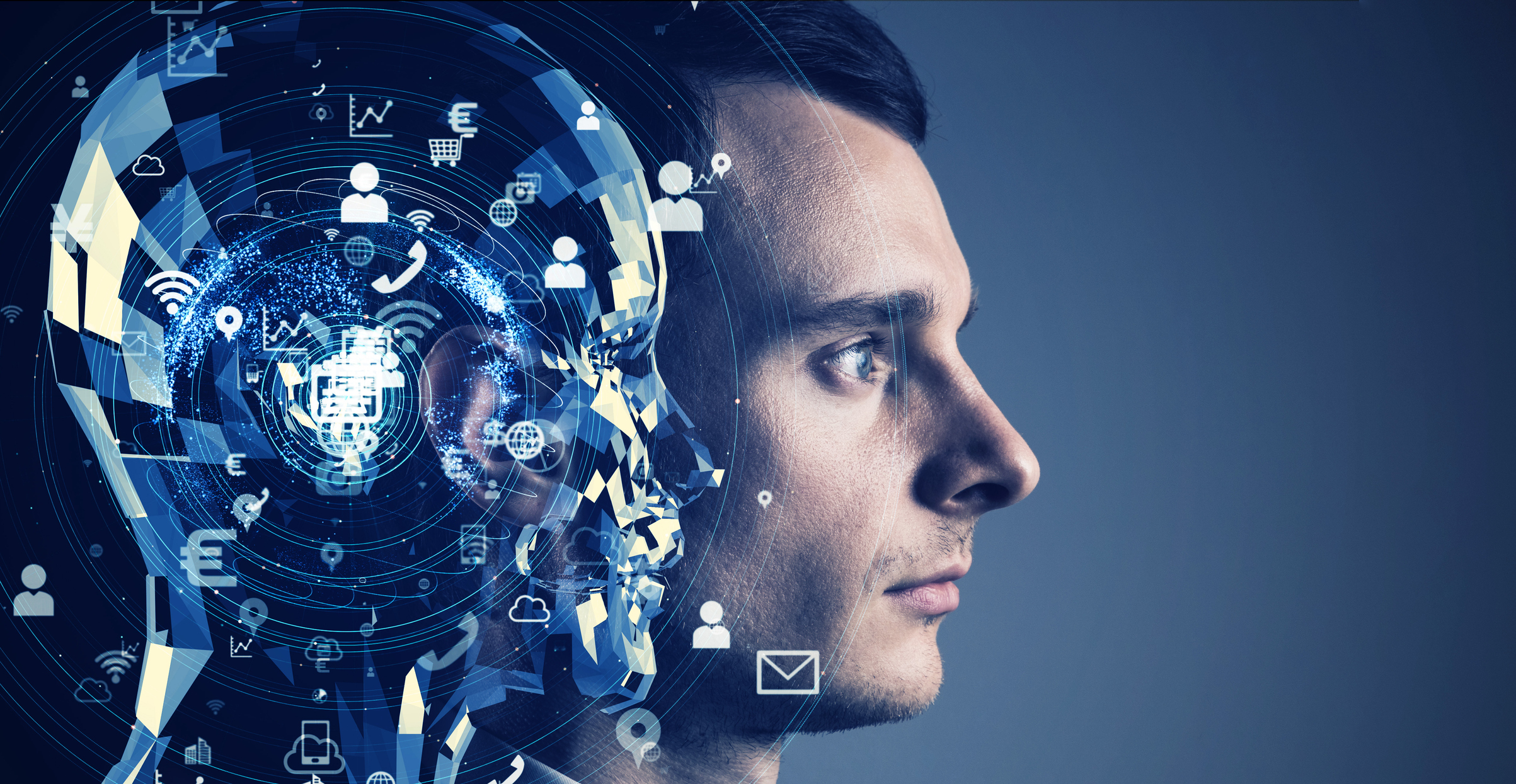 AI (Artificial Intelligence) concept. Communication network.